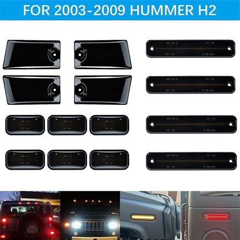 14PCS For 2003 2009 Hummer H2 Cab Roof Side Marker Lights Smoked LED