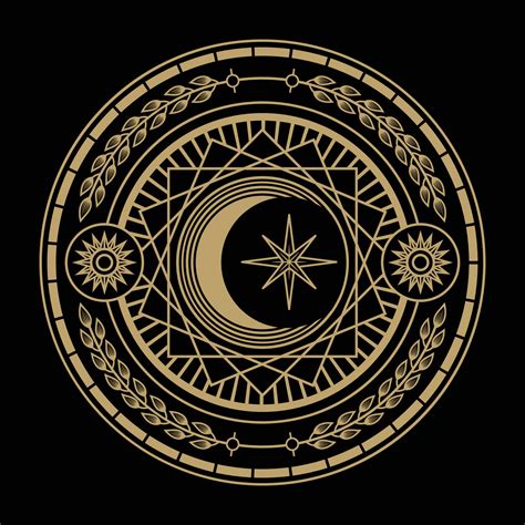 Mysterious Golden Magical Circle Vector Design Vector Art At