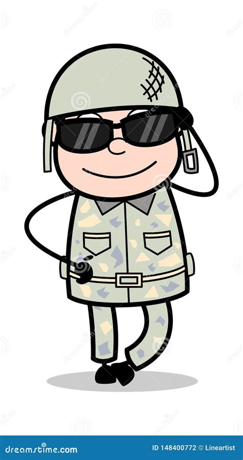 Gafas Frescas Soldado Lindo Vector Illustration De La Historieta Del