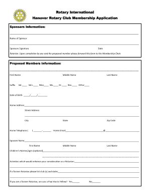 Fillable Online Rotary Membership Application Clubrunner Blob Core