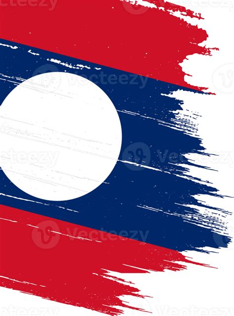 Laos Flag With Brush Paint Textured Isolated On Png Or Transparent