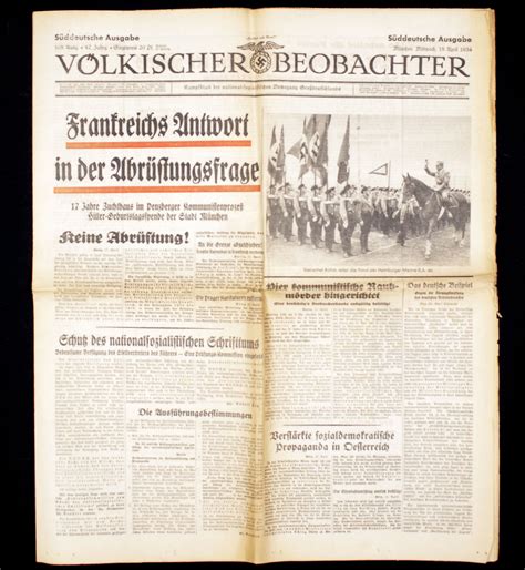 Newspaper Völkischer Beobachter süddeutsche Ausgabe 1934