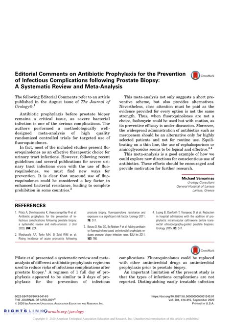 Pdf Editorial Comments On Antibiotic Prophylaxis For The Prevention