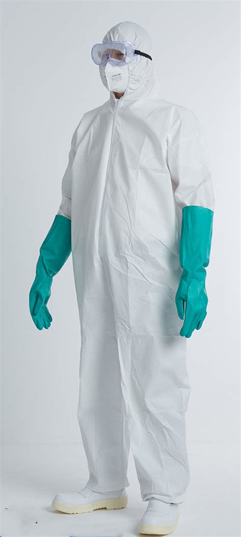 Disposable Non Woven Coverall With Hood Waterproof Chemical Protective