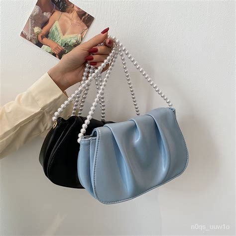 Vfqt New Fashion Women S Pleated Solid Color Pu Pearl Small Handbag