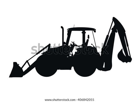 Backhoe Silhouette Vector On White Background Stock Vector (Royalty ...