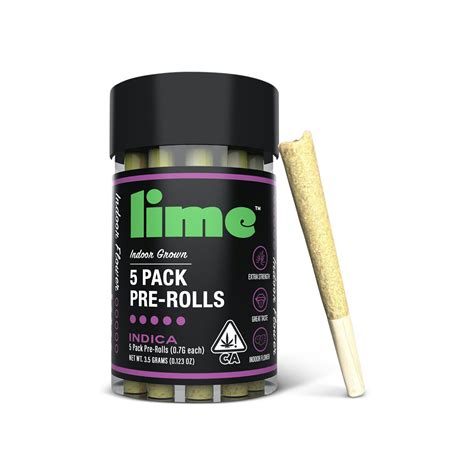 Indica Pre Rolls 5 Pack Lime Proper