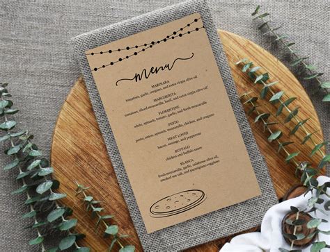 Printable Pizza Menu Template, Pizza Food Truck Menu, Rustic Kraft ...