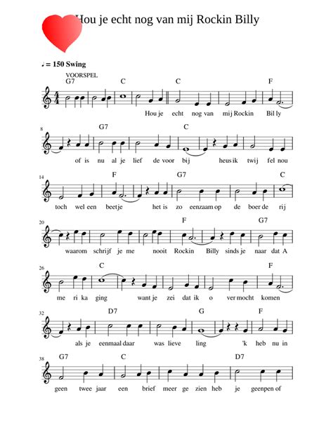 Hou Je Echt Nog Van Mij Rockin Billy Sheet Music For Melodica Solo