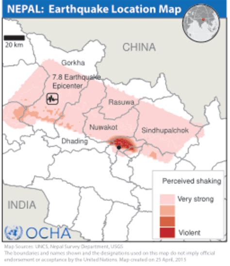 Nepal: Earthquake (as of 25 Apr 2015) - Location Map | OCHA