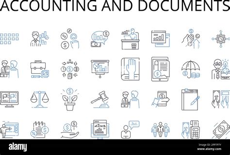 Accounting And Documents Line Icons Collection Bookkeeping Financial