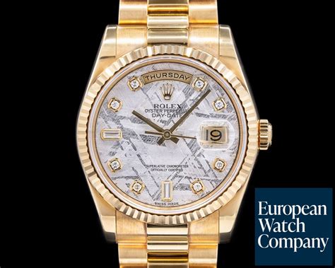 Rolex 118238 Day Date President 118238 Meteorite Diamond Dial 18k Yellow Gold 48198 European