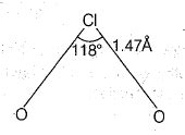 What is the bond angle in ClO_2?90^o111^o118^o105^o