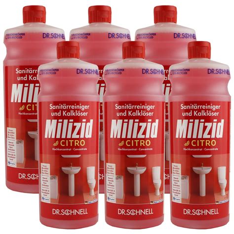 Dr Schnell Milizid Citro 6 x 1 Liter Sanitärreiniger und Kalklöser Set