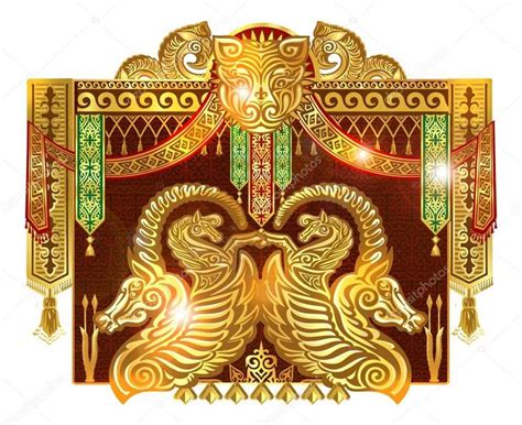 Золотой Алтын Адам — стоковая иллюстрация | Этнические рисунки ...