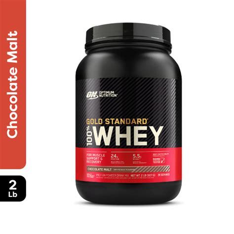 Buy Optimum Nutrition 100 Gold Standard Whey Malt Chocolate 2lb Online At Best Price In The Uae