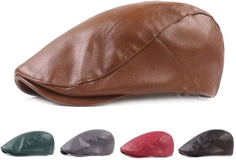 Men S Genuine Leather Beret Hunting Cap Cowhide Leather