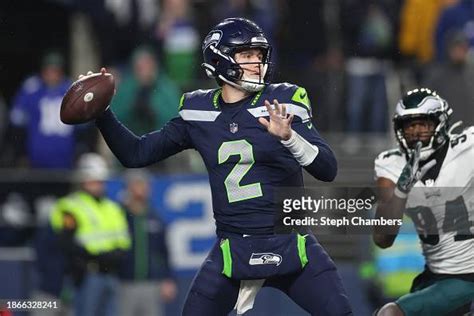 Drew Lock Of The Seattle Seahawks Looks To Pass In The Second Half At