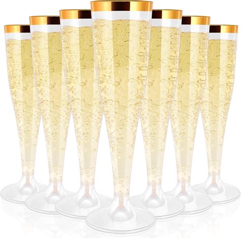 Efavormart 60 Pack 5oz Clear Plastic Disposable Champagne Flute Glasses Hollow