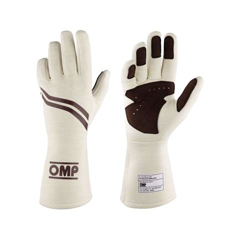 Guantes de carreras OMP DIJON MY21 crema homologación FIA cremoso