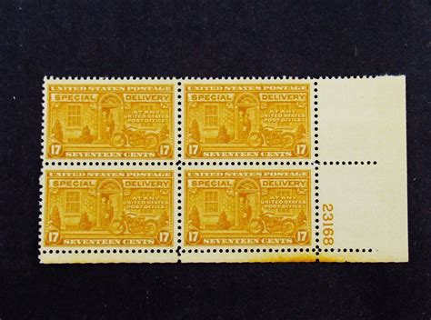 Nystamps US Special Delivery Plate Block Stamp E18 Mint OG NH Y17x234