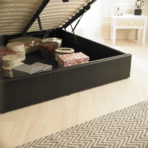 Paloma Black Faux Leather Ottoman Bed Deluxe Home Interiors