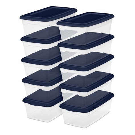 Sterilite Set Of 10 6 Qt Storage Boxes Plastic Blue Cove