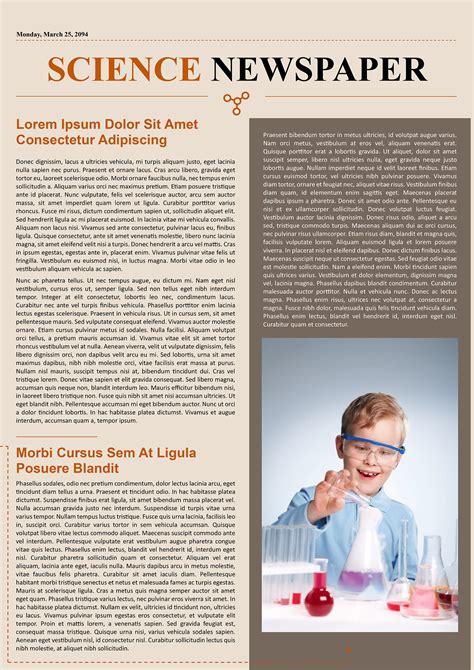 Science Newspaper Template for Kids - Word | Google Docs - Highfile