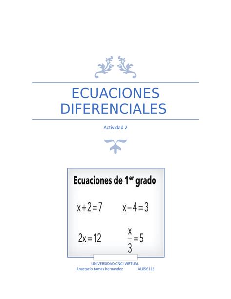 Actividad 2 Ecuaciones Diferenciales Ecuaciones Diferenciales