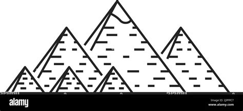 Egyptian pharaohs pyramids complex isolated outline vector icon. Ancient Egyptian monochrome ...