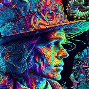 Psychedelic Tapestry Alice In Wonderland UV Blacklight Neon Glow Trippy