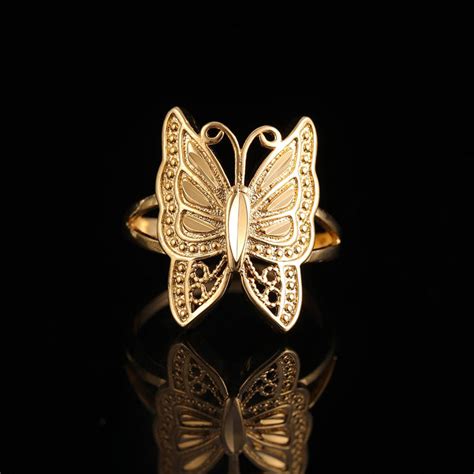 24k Gold Butterfly Ring Resizable Elisa Bianca