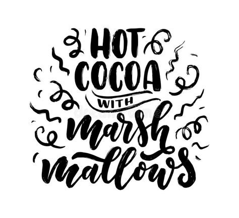 Hot Cocoa Hand Lettering Composition Hand Drawn Quote For Christmas Signs Cafe Bar And
