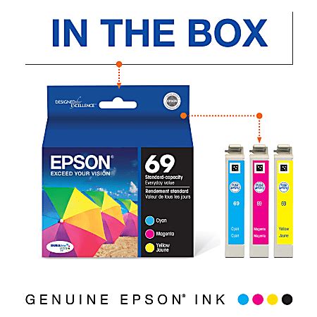 Epson 69 DuraBrite Ultra Cyan Magenta Yellow Ink Cartridges Pack Of 3