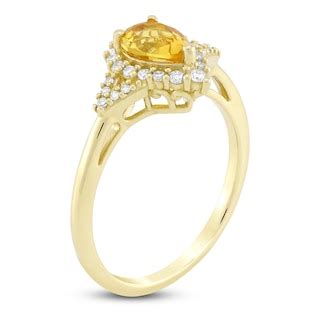 Pear-Shaped Natural Citrine & Diamond Ring 1/5 ct tw 10K Yellow Gold | Jared