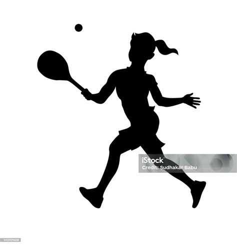 Woman Tennis Player Silhouette Isolated Illustration Stock Illustration