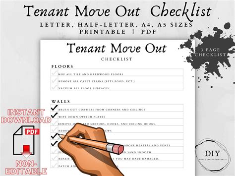 Move Out Checklist-Move Out List-Rental House-Rental Checklist-Rental Property-Tenant Guide ...