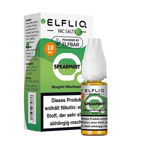 Elf Bar Elfliq Spearmint Ml Nikotinsalz Nikotinsalz Liquid E