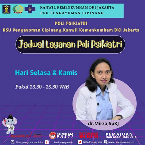 Jadwal Layanan Poli Psikiatri Rsu Pengayoman Cipinang Kanwil