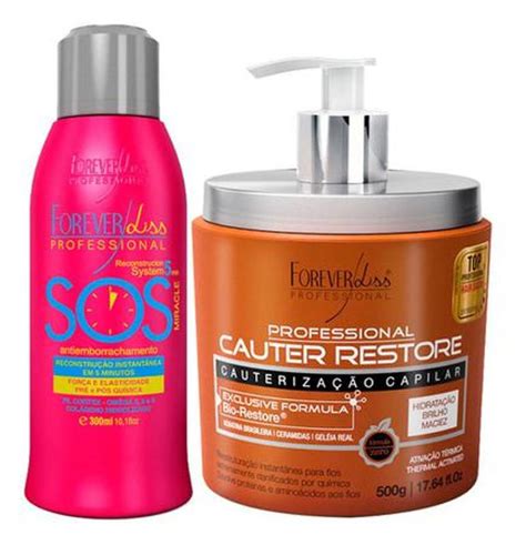 Forever Liss Cauter Restore 500g Sos Antiemborrachamento 300g Kit