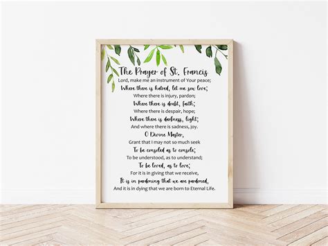 Printable Prayer Of St Francis Etsy