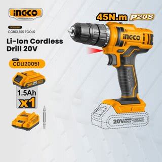 Ingco Lithium Ion Cordless Drill V With Pc Ah Battery Pc