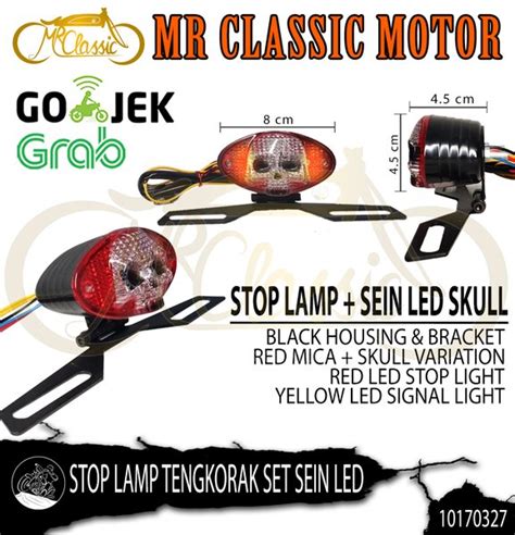 Jual Stop Lamp Lampu Belakang Custom Variasi Tengkorak Set Sein Led Di