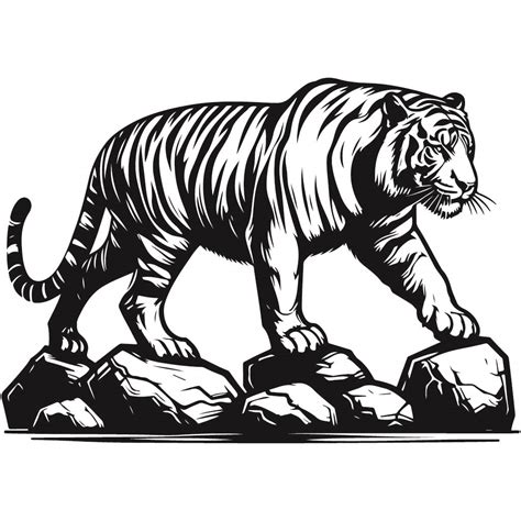 Free Tiger SVG Black And White SVG Vector File For Laser Cutting 2