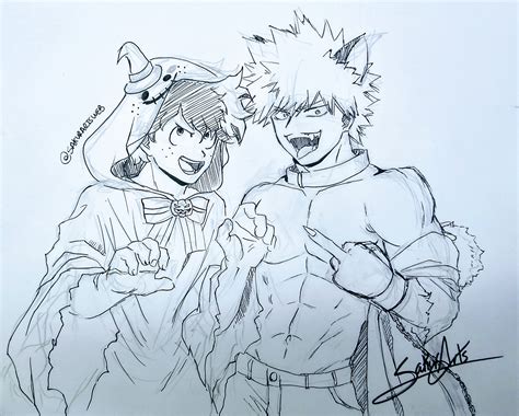 Quick Sketch Bakudeku Halloween by SakurArtsweb on DeviantArt