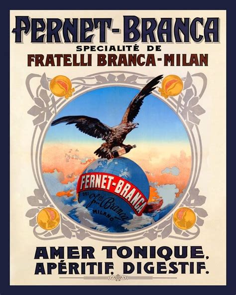 Poster Bar Fernet Branca Eagle Globe Milan Milano Italy Italia Liquor