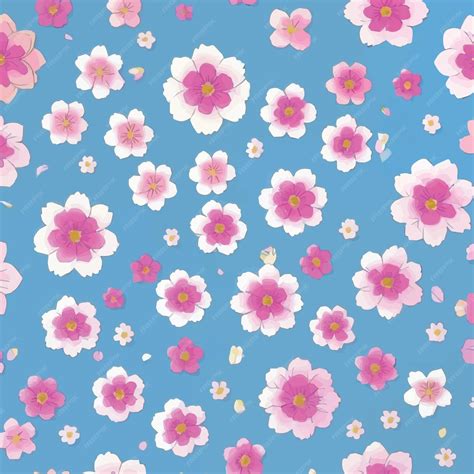 Premium Vector | Pink flowers in a blue background