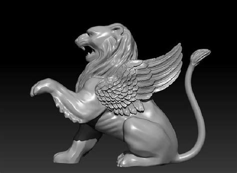 Winged lion sculpture 3D printable model | CGTrader