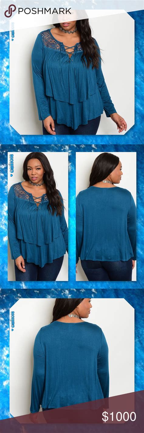 🎉hp🆕🅿️ Plus Sz Teal Ruffle Lace Up Tunic Clothes Design Fashion Design Fashion Trends