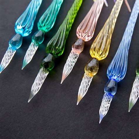 Handmade Glass Pen Dipped In Water Pen Quill Pen Crystal Pen Retro Color Stained Water Pen Ink